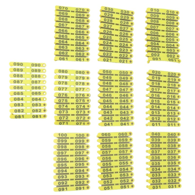 Livestock Ear Tag - 100PCS 001-100 Number Plastic Livestock Tag